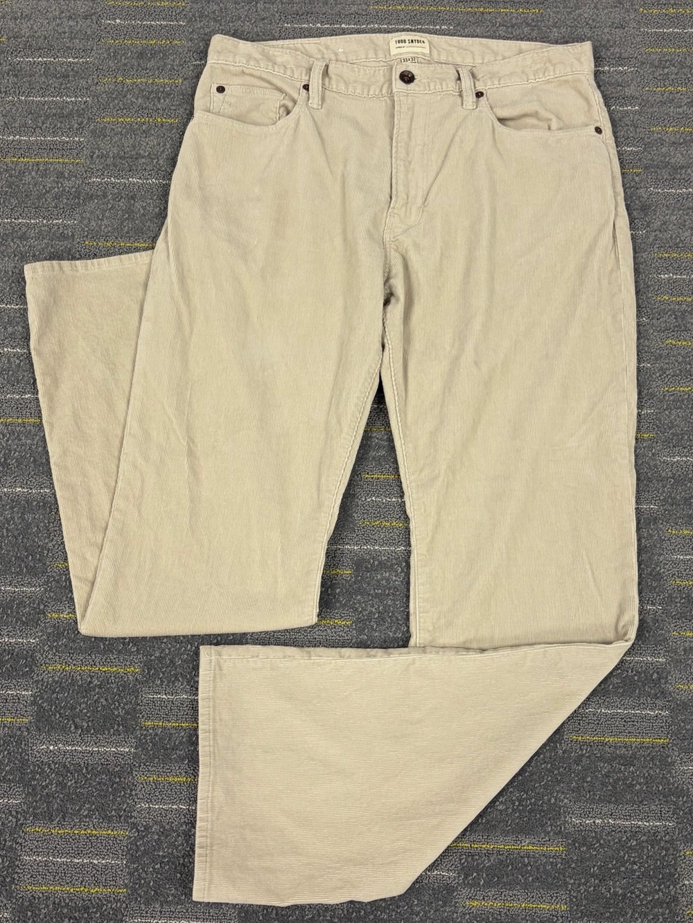 Todd Snyder Corduroy Pants Mens 33x32 Beige Western Fit Bootcut 5 Pocket Cords